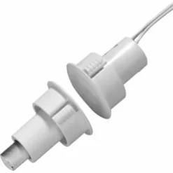 Edwards Signaling 1076W-M Recessed Steel Door Magnetic Contact With Wire Leads, 1″ Diameter, SPDT, Wide Gap, 1″ Gap Size, Single Pole-Double Throw, White