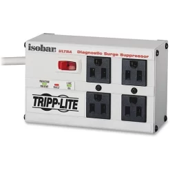 Tripp Lite ISOBAR4ULTRA Isobar 4-Outlet Surge Protector, 6′ Cord With Right-Angle Plug, 3330 Joules, Diagnostic LEDs, Metal Housing