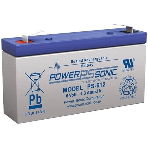 Power Sonic PS-612 PS Series 6V, 1.2Ah General Purpose Rechargeable SLA Battery, F1 Terminals