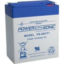 Power Sonic PS-682 PS Series 6V, 8.5Ah General Purpose Rechargeable SLA Battery, F1 Terminals