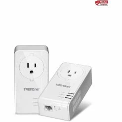 TRENDnet TPL-423E2K Powerline 1300 AV2 Adapter Kit With Built-In Outlet