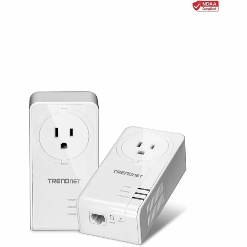 TRENDnet TPL-423E2K Powerline 1300 AV2 Adapter Kit With Built-In Outlet