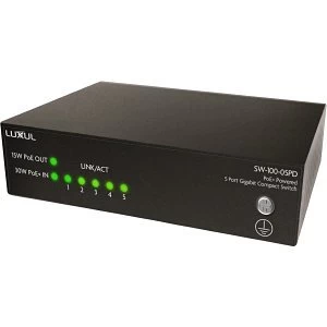 Luxul SW-100-05PD 5-Port Unmanaged PoE+ Switch, 15W