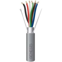 Genesis 22165509 18/6 Stranded Shielded Riser Cable, CL3R, FPLR, CMR, FT4, Sunlight Resistant, 500′ (152.4m), REELEX Pull Box, Gray