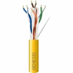Genesis 50921102 CAT6 Plus Riser Cable, 23/4 Solid BC, Unshielded, UTP, CMR, FT4, Sunlight Resistant, 1000′ (304.8m), REELEX Pull Box, Yellow