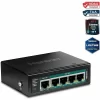 TRENDnet TI-B541 5-Port Industrial Gigabit PoE++ Powered DIN-Rail Switch With PoE Pass-Through