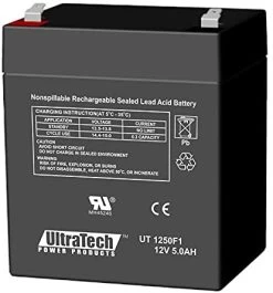 UltraTech IM-1250F1 12V, 5Ah SLA Battery, F1 Terminal (Replaces IM-1240)