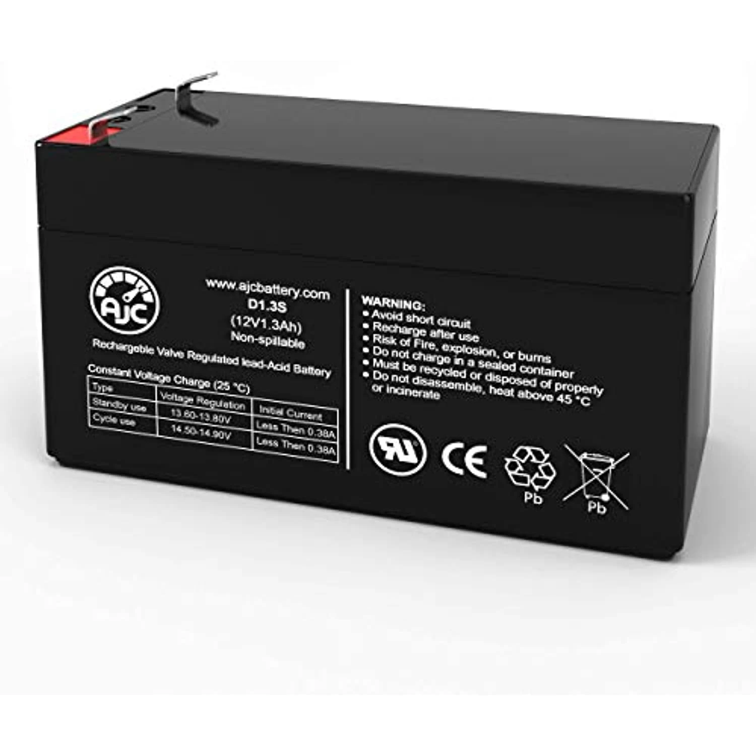 UltraTech IM-1213 12V, 1.3Ah SLA Battery, F1 Terminal