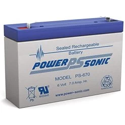 Power Sonic PS-670 PS Series 6V, 7Ah General Purpose Rechargeable SLA Battery, F1 Terminals