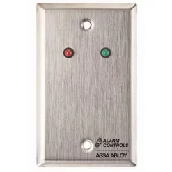 Alarm Controls RP-09 Remote Wall Plate With 1/4″ Red And Green LEDs, Mounted Horizontally, Single Gang, Stainless Steel