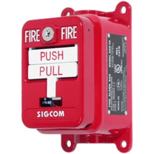 SigCom SGX-32SK1-SC SGX32 Series Explosion Proof Manual Pull Station, Dual Action, DPDT, Red