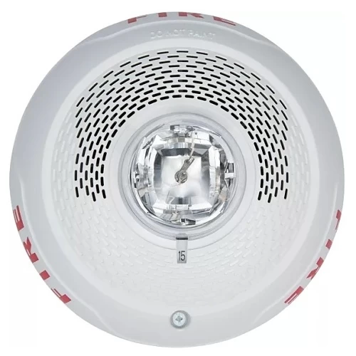 System Sensor SPSCWLED L-Series Indoor Speaker Ceiling-Mounted LED Strobe, “FIRE”, White