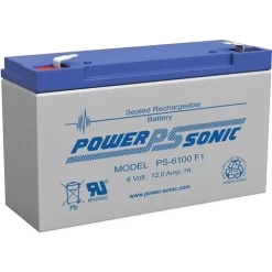 Power Sonic PS-6100 PS Series 6V, 12Ah General Purpose Rechargeable SLA Battery, F1 Terminals