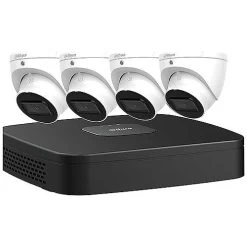 Dahua N444L42A Lite-Series E-VU Security System, 5-Piece, Includes (1) N41C1P2 4-Channel 2TB NVR, Black (4) N41CJ02 4MP Turret IP Cameras, White