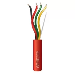 Genesis 45071104 18/4 Solid Plenum Fire Alarm Cable, Unshielded, FPLP, CL3P, FT6, 1000′ (304.8m), REELEX Pull Box, Red