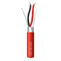 Genesis 46061004 16/2 Solid Shielded Plenum Fire Alarm Cable, FPLP, CL3P, FT6, 1000′ (304.8m), Reel, Red