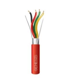 Genesis 46071004 16/4 Solid Shielded Plenum Fire Alarm Cable, FPLP, CL3P, FT6, 1000′ (304.8m), Reel, Red