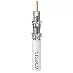 Genesis 50076101 RG6 CCS Quad-Shield Coaxial CATV Cable, 18 AWG Solid BC, CL2, CM, Sunlight Resistant, 500′ (152.4m), Reel-in-Box, White