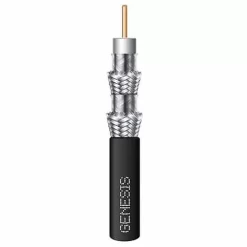 Genesis 50076108 RG6 CCS Quad-Shield Coaxial CATV Cable, 18 AWG Solid BC, CL2,CM, Sunlight Resistant, 500′ (152.4m), Reel-in-Box, Black