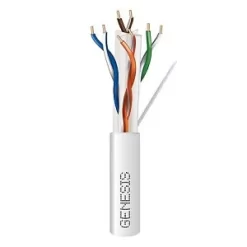 Genesis 50921001 CAT6 Plus Riser Cable, 23/4 Solid BC, Unshielded, UTP, CMR, FT4, Sunlight Resistant, 1000′ (304.8 M), Pull Box, White