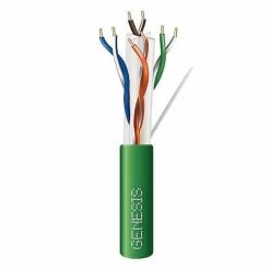 Genesis 50922105 CAT6 Plus Riser Cable, 23/4 Solid BC, Unshielded, UTP, CMR, FT4, Sunlight Resistant, 1000′ (304.8m), Pull Box, Green