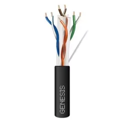 Genesis 50922108 CAT6 Plus Riser Cable, 23/4 Solid BC, Unshielded, UTP, CMR, FT4, Sunlight Resistant, 1000′ (304.8m), Pull Box, Black
