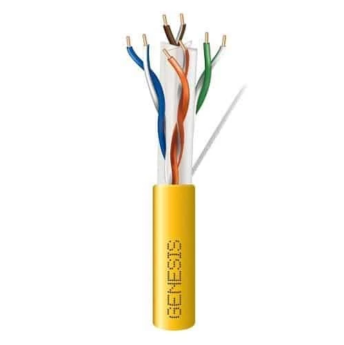 Genesis 51021102 CAT6 Plus Plenum Cable, 23/4 Solid BC, UTP, Unshielded, CMP, LP, FT6, 1000′ (304.8m), REELEX Pull Box, Yellow