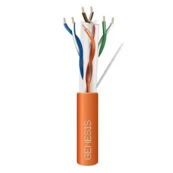 Genesis 51022103 CAT6 Plus Plenum Cable, 23/4 Solid BC, UTP, Unshielded, CMP, LP, FT6, 1000′ (304.8m), Pull Box, Orange