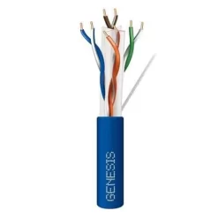 Genesis 51026106 CAT6 Plus Plenum Cable, 23/4 Solid BC, UTP, Unshielded, CMP, LP, FT6, 500′ (152.4m), Reel-in-a-Box, Blue