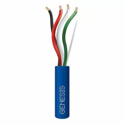 Genesis 52515506 16/4 Stranded Riser Speaker Cable, Unshielded, CL3R, CMR, FT4, Sunlight Resistant, 500′ (152.4m), REELEX Pull Box, Blue