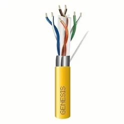 Genesis 53931102 CAT6a Plenum Cable, 23/4 Solid BC, Unshielded, CMP, FT6, 1000′ (304.8m) Pull Box, Yellow