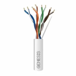 Genesis 63602101 CAT6 Riser Cable, 23/4 Solid BC, Unshielded, UTP, CMR, FT4, 1000′ (304.8m), Reel-in-a-Box, White
