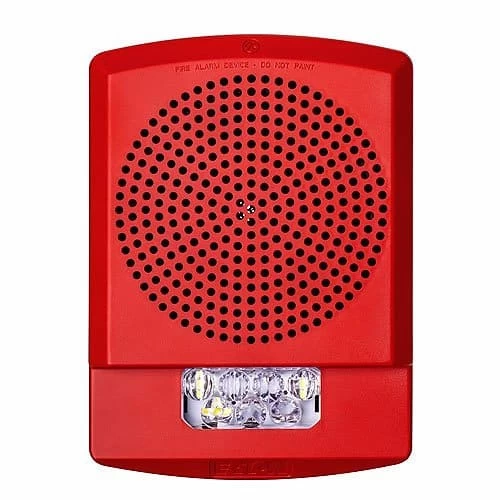 Eaton ELFHSR Wheelock Eluxa Low Frequency Sounder Strobe, Wall, FIRE Lettering, 24V, 110/177 Cd, Indoor, Red